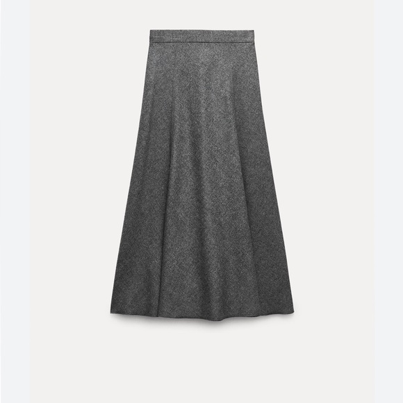 ZARA Wool blend cape skirt Midi A-line silhouette ZW collection Gray size XS NWT - Picture 7 of 12